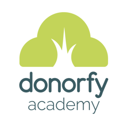 Donorfy Academy Blue Text - Transparent