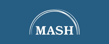 MASH logo on blue